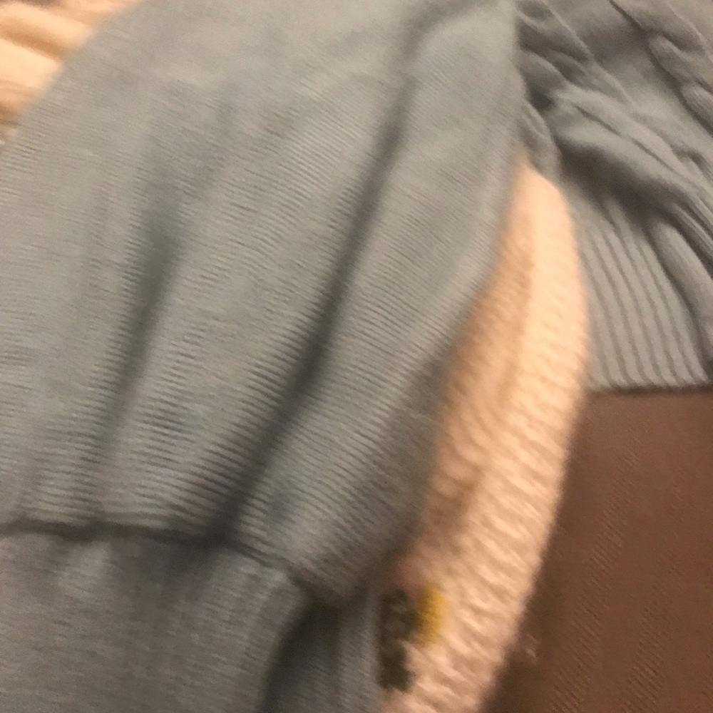 Wilfred 2 Powder Blue and beige Scoop Neck Knit Sweaters